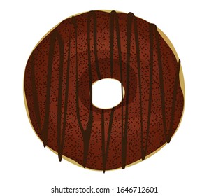 Donuts decorados con chocolate marrón, ilustración vectorial