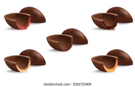 Brown Chocolate Easter Egg. Isolated on white background. Vector Illustration