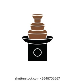 Brown Chocolate Fountain Icon Black Stand Dessert Food