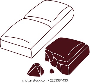 Dibujo y vector de línea de chocolate marrón