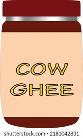 BROWN AND CHOCOLATE YELLOW LABELED GHEE BOTTLE VECTOR ILLUSTRATION