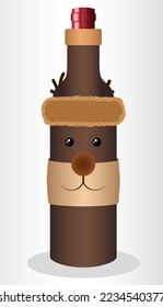 vector de botella de ciervo de navidad