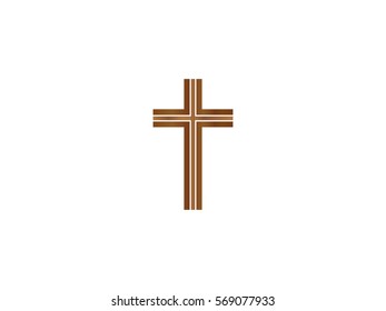 Brown christian cross icon vector illustration on white background