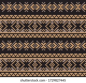 Brown Christmas fair isle pattern background for fashion textiles, knitwear and graphics