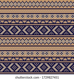 Brown Christmas fair isle pattern background for fashion textiles, knitwear and graphics