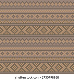 Brown Christmas fair isle pattern background for fashion textiles, knitwear and graphics