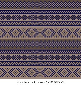 Brown Christmas fair isle pattern background for fashion textiles, knitwear and graphics