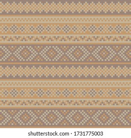 Brown Christmas fair isle pattern background for fashion textiles, knitwear and graphics