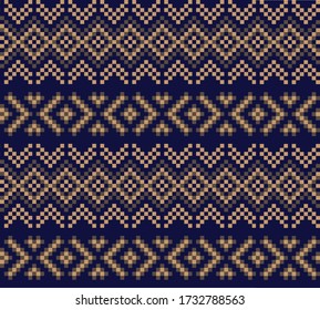 Brown Christmas fair isle pattern background for fashion textiles, knitwear and graphics