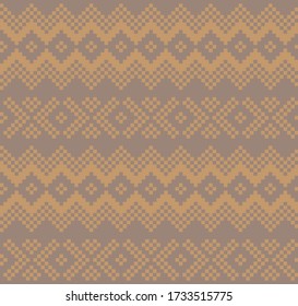 Brown Christmas fair isle pattern background for fashion textiles, knitwear and graphics