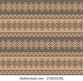 Brown Christmas fair isle pattern background for fashion textiles, knitwear and graphics
