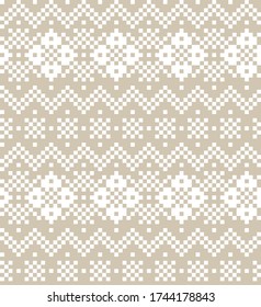 Brown Christmas fair isle pattern background for fashion textiles, knitwear and graphics