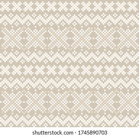 Brown Christmas fair isle pattern background for fashion textiles, knitwear and graphics