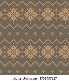 Brown Christmas fair isle pattern background for fashion textiles, knitwear and graphics