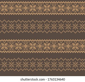 Brown Christmas fair isle pattern background for fashion textiles, knitwear and graphics