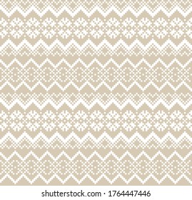 Brown Christmas fair isle pattern background for fashion textiles, knitwear and graphics