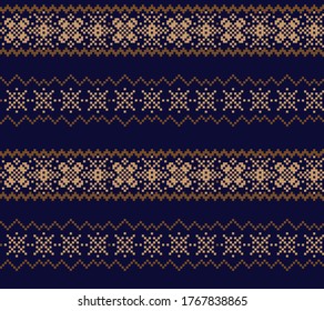 Brown Christmas fair isle pattern background for fashion textiles, knitwear and graphics