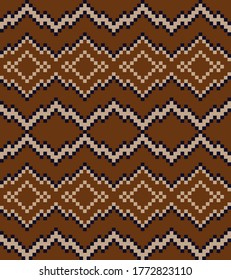 Brown Christmas fair isle pattern background for fashion textiles, knitwear and graphics