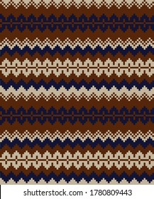 Brown Christmas fair isle pattern background for fashion textiles, knitwear and graphics