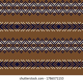 Brown Christmas fair isle pattern background for fashion textiles, knitwear and graphics