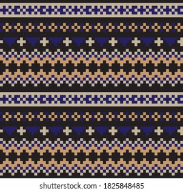 Brown Christmas fair isle pattern background for fashion textiles, knitwear and graphics