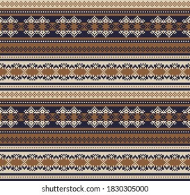 Brown Christmas fair isle pattern background for fashion textiles, knitwear and graphics