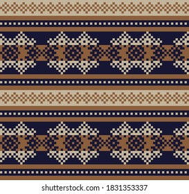Brown Christmas fair isle pattern background for fashion textiles, knitwear and graphics