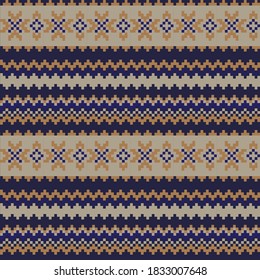 Brown Christmas fair isle pattern background for fashion textiles, knitwear and graphics