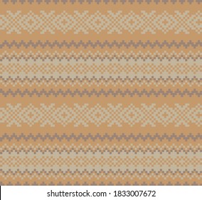 Brown Christmas fair isle pattern background for fashion textiles, knitwear and graphics