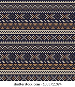 Brown Christmas fair isle pattern background for fashion textiles, knitwear and graphics