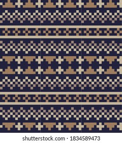 Brown Christmas fair isle pattern background for fashion textiles, knitwear and graphics