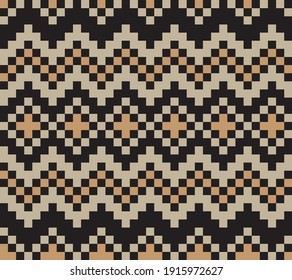 Brown Christmas fair isle pattern background for fashion textiles, knitwear and graphics