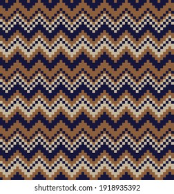 Brown Christmas fair isle pattern background for fashion textiles, knitwear and graphics