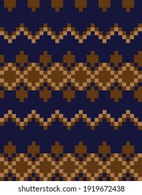 Brown Christmas fair isle pattern background for fashion textiles, knitwear and graphics