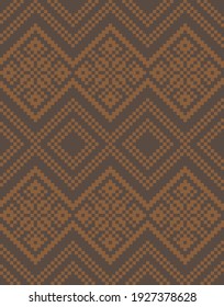 Brown Christmas fair isle pattern background for fashion textiles, knitwear and graphics