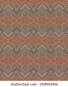 Brown Christmas fair isle pattern background for fashion textiles, knitwear and graphics