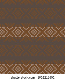 Brown Christmas fair isle pattern background for fashion textiles, knitwear and graphics