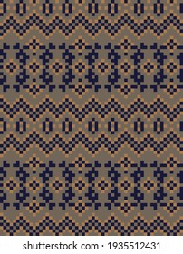 Brown Christmas fair isle pattern background for fashion textiles, knitwear and graphics