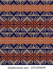 Brown Christmas fair isle pattern background for fashion textiles, knitwear and graphics