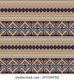 Brown Christmas fair isle pattern background for fashion textiles, knitwear and graphics