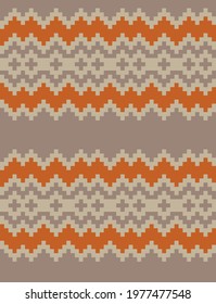 Brown Christmas fair isle pattern background for fashion textiles, knitwear and graphics