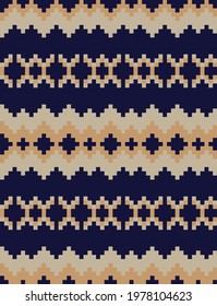 Brown Christmas fair isle pattern background for fashion textiles, knitwear and graphics