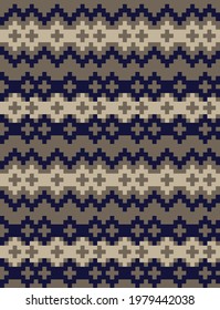 Brown Christmas fair isle pattern background for fashion textiles, knitwear and graphics