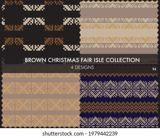 Die braune Weihnachtsmesse-Musterkollektion umfasst 4 Design-Armbanduhren für Modetextilien, Strickwaren und Grafiken