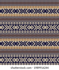 Brown Christmas fair isle pattern background for fashion textiles, knitwear and graphics