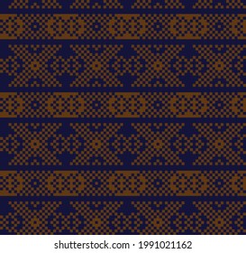 Brown Christmas fair isle pattern background for fashion textiles, knitwear and graphics