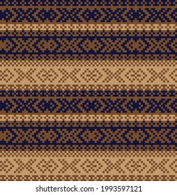Brown Christmas fair isle pattern background for fashion textiles, knitwear and graphics