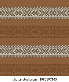 Brown Christmas fair isle pattern background for fashion textiles, knitwear and graphics