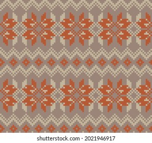Brown Christmas fair isle pattern background for fashion textiles, knitwear and graphics