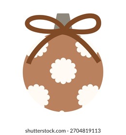 ornamento de natal marrom com padrão de flor e ilustração de vetor de fita